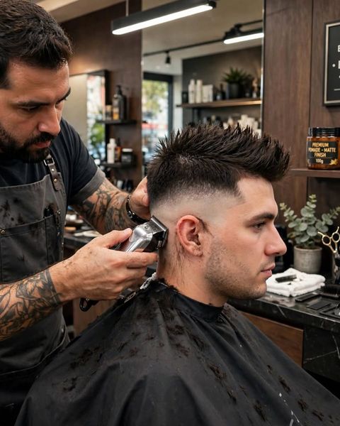 Corte com tatuagem e degradê