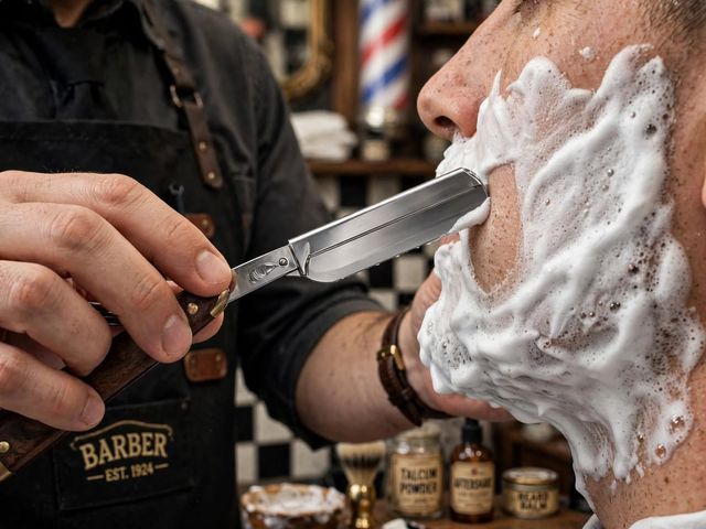 Barba com navalha e espuma