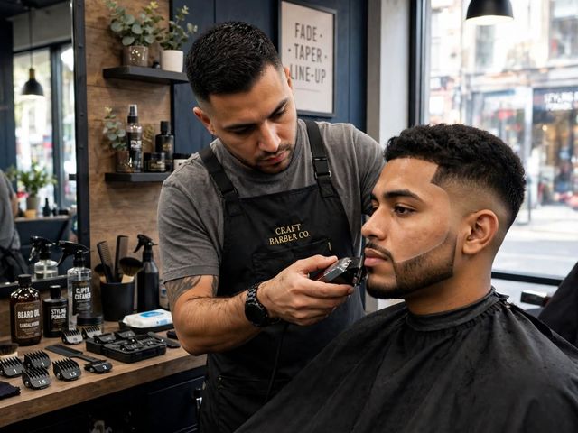 Barbeiro atendendo na barbearia